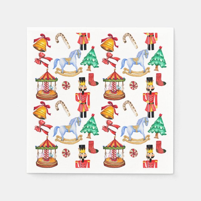 Carousel and nutcracker holiday pattern napkin (Front)