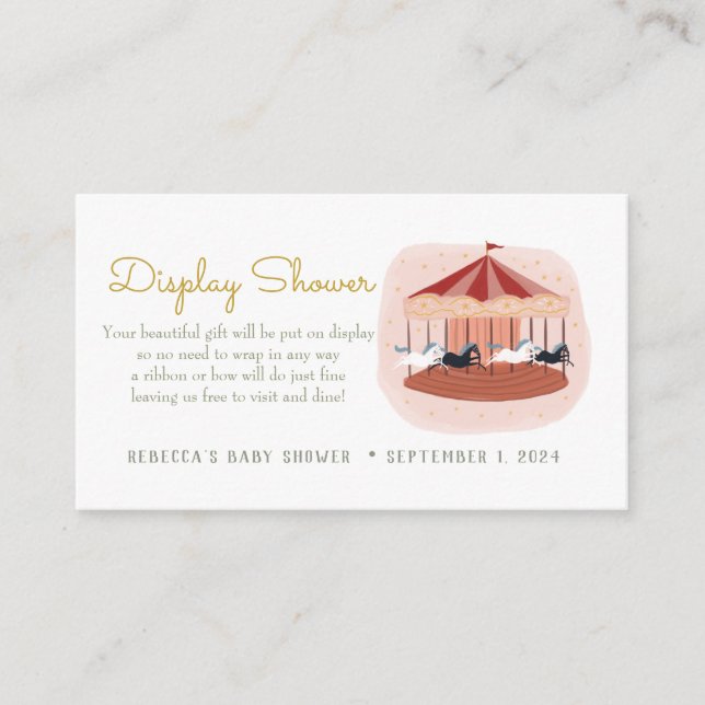 Carousel Baby Display Shower  Enclosure Card (Front)