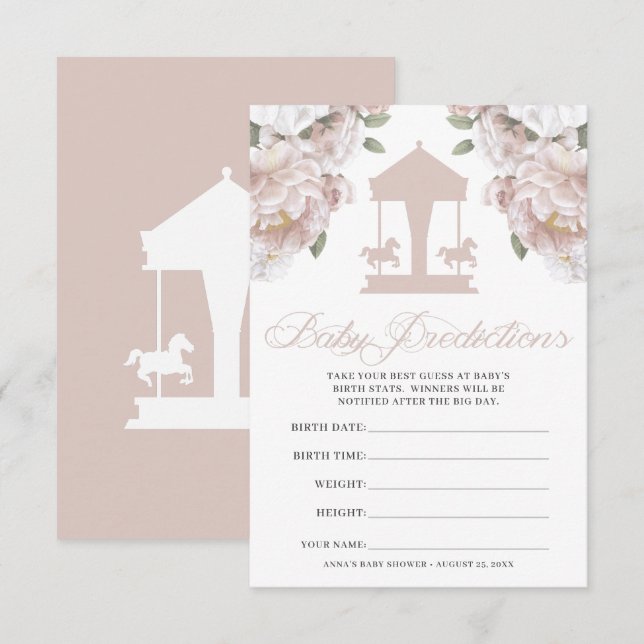 Carousel Baby Shower Guessing Game Invitation (Front/Back)
