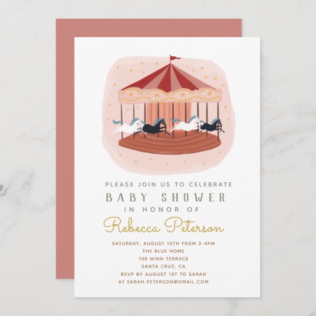 carousel Baby Shower Invitation (Front/Back)