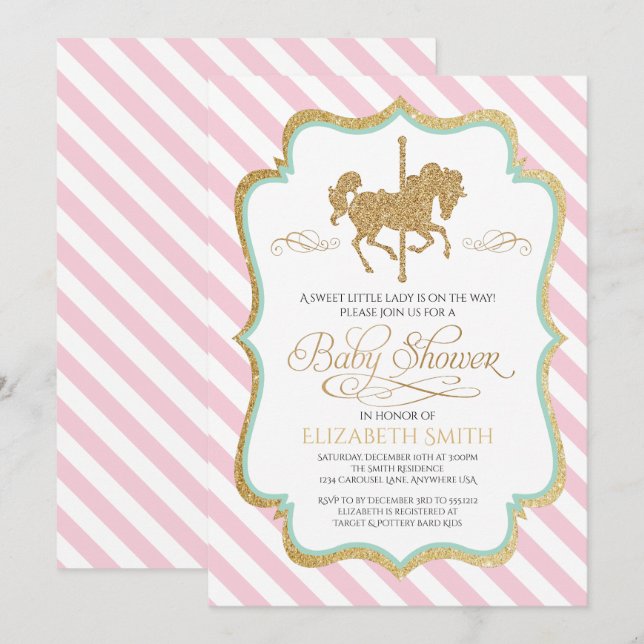 Carousel Baby Shower Invitation (Front/Back)