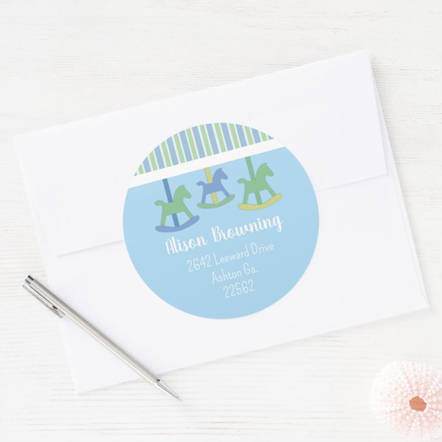 Carousel Baby Shower Stickers  (Envelope)