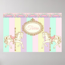 Carousel Backdrop Circus Banner Pink