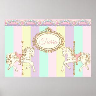 Carousel Backdrop Circus Banner Pink Poster