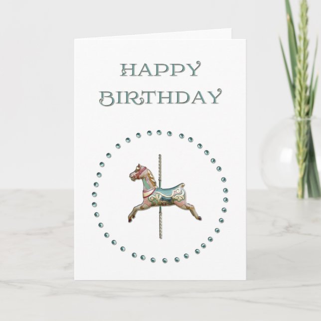 Carousel Birthday Greetings Card by Black Cherry (Front)