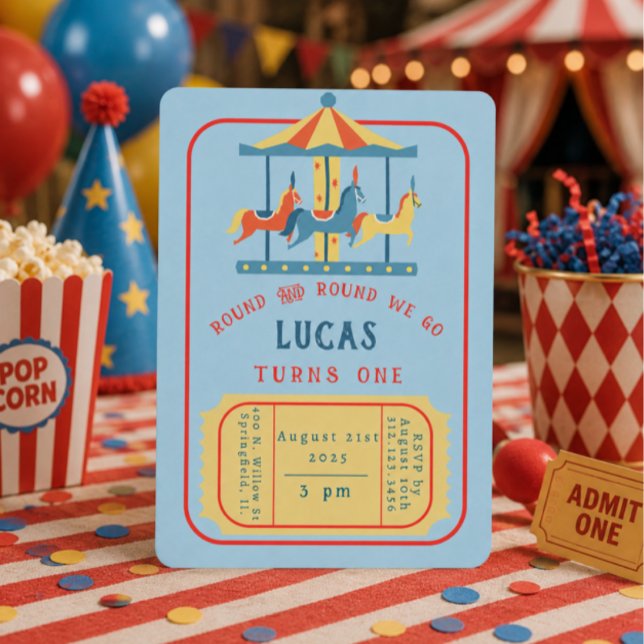 Carousel Birthday Inviation Invitation (Creator Uploaded)