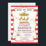 Carousel birthday invitation Amusement park invite<br><div class="desc">Carousel birthday invitation Carnival birthday invitation for kids.
Round and round we'll laugh and play with this cute invitation for girls and boys kids birthday party featuring carousel with horses and some amusement park decoration.
 Simply edit this easy-to-use template in Personalising menu to make it special.</div>