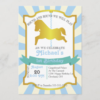 Carousel Birthday Party Invitation (Blue)