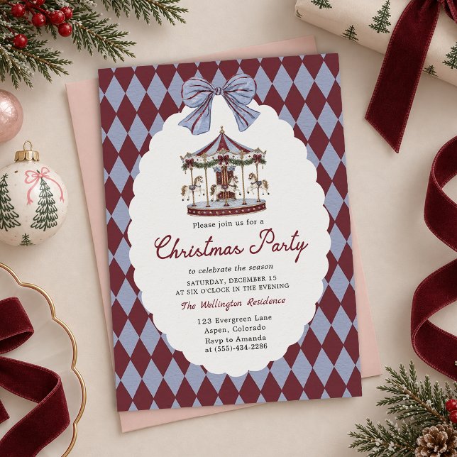 Carousel Bow Christmas Party Invitation (Creator Uploaded)