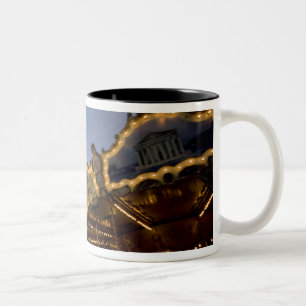 Carousel by the Eiffel Tower in the evening, Two-Tone Coffee Mug