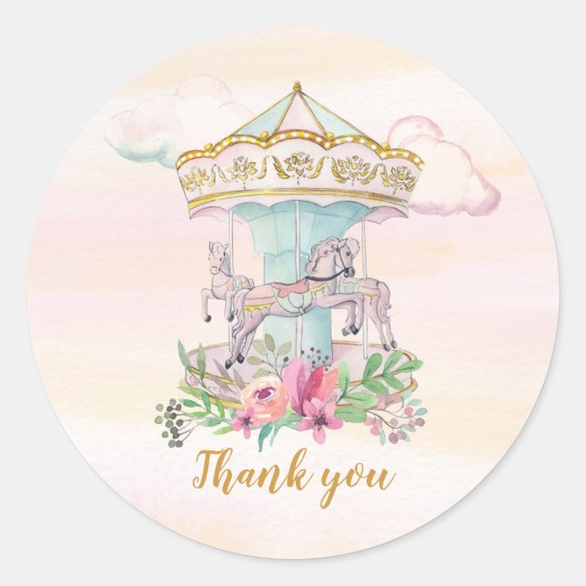 Carousel Carnival Thank you stickers (Front)