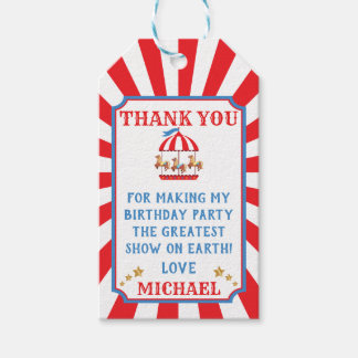 Carousel Circus Carnival Birthday Favour Gift Tag