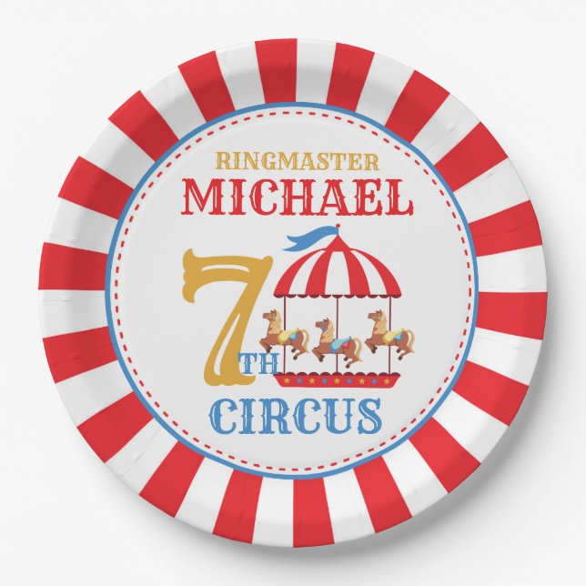 Carousel Circus Carnival Birthday Party Plates (Front)