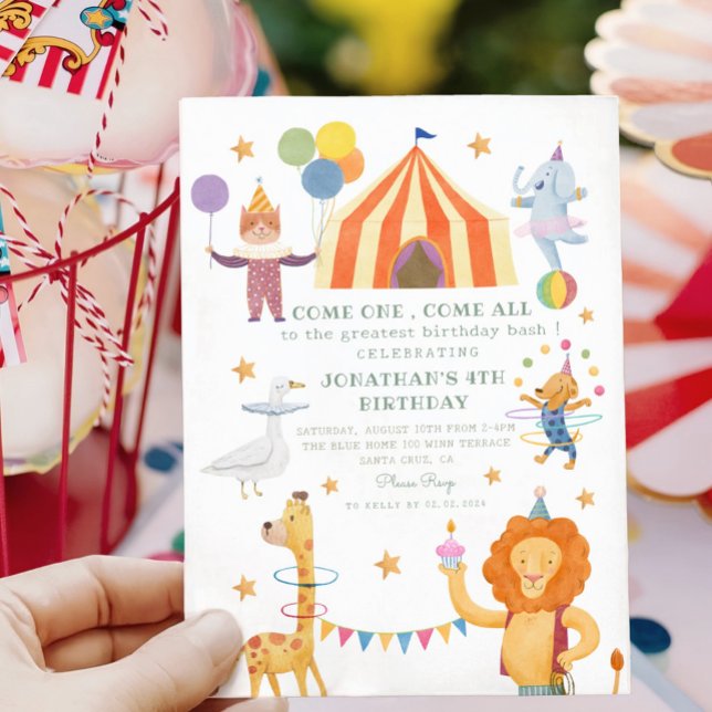 Carousel Circus Colour Carnival Birthday Invitatio Invitation (Creator Uploaded)