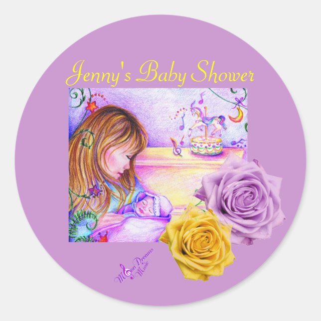 Carousel Dreams and Roses Round Stickers (Front)