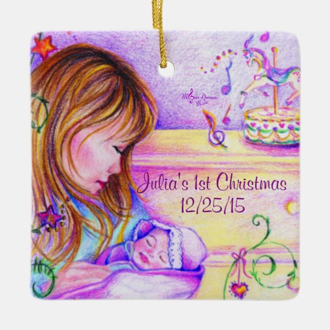 Carousel Dreams Custom Ceramic Square Ornament (Front)