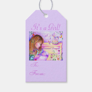 Carousel Dreams It's a Girl! Purple Gift Tag