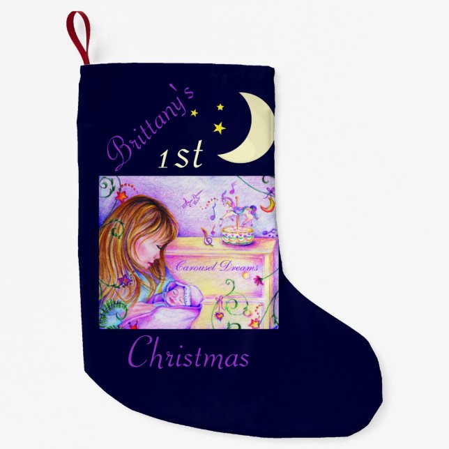 Carousel Dreams Midnight Blue Christmas Stocking (Front)