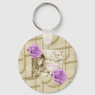 Carousel Dreams Music & Roses Button Keychain