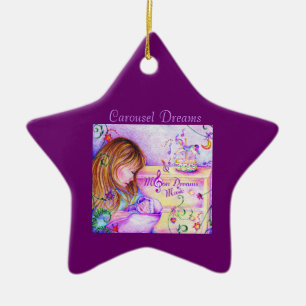 Carousel Dreams Purple Star Ceramic Ornament