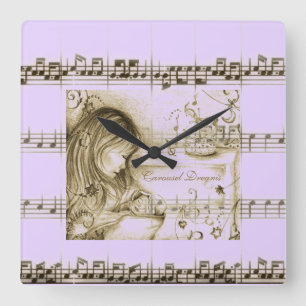 Carousel Dreams Purple Vintage Music Wall Clock
