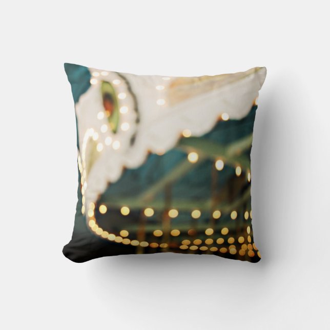 Carousel Dreams Retro Bokeh Photo Throw Pillow (Front)