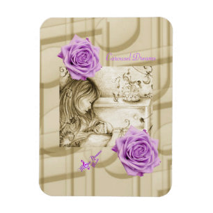 Carousel Dreams Vintage Purple Rose Photo Magnet