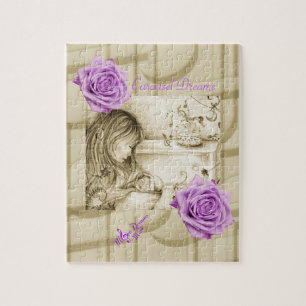 Carousel Dreams Vintage Purple Rose Photo Puzzle