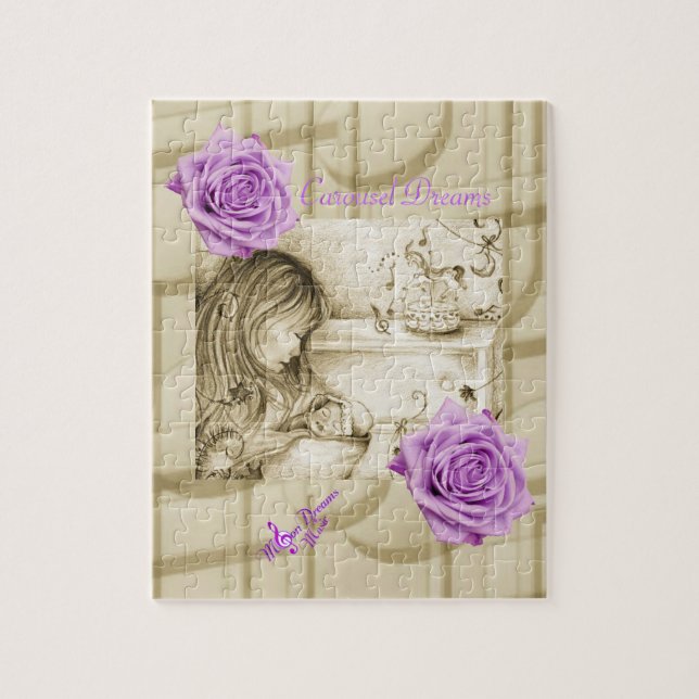 Carousel Dreams Vintage Purple Rose Photo Puzzle (Vertical)