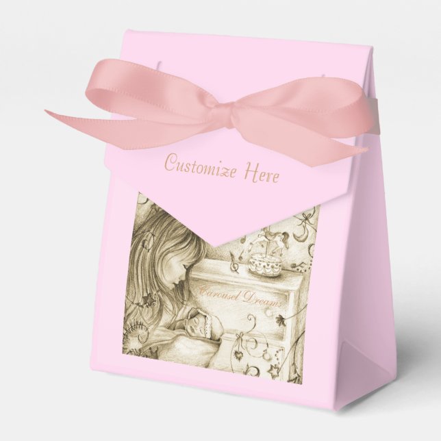 Carousel Dreams Vintage Style Pink Favour Box (Front Side)