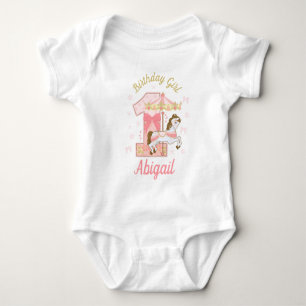 Carousel First Birthday Girl Baby Bodysuit