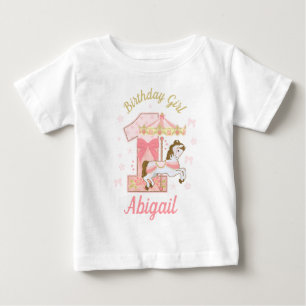 Carousel First Birthday Girl Baby T-Shirt