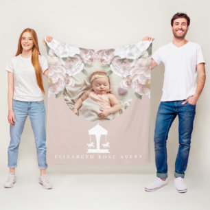 Carousel Floral Soft Pink Photo Fleece Blanket