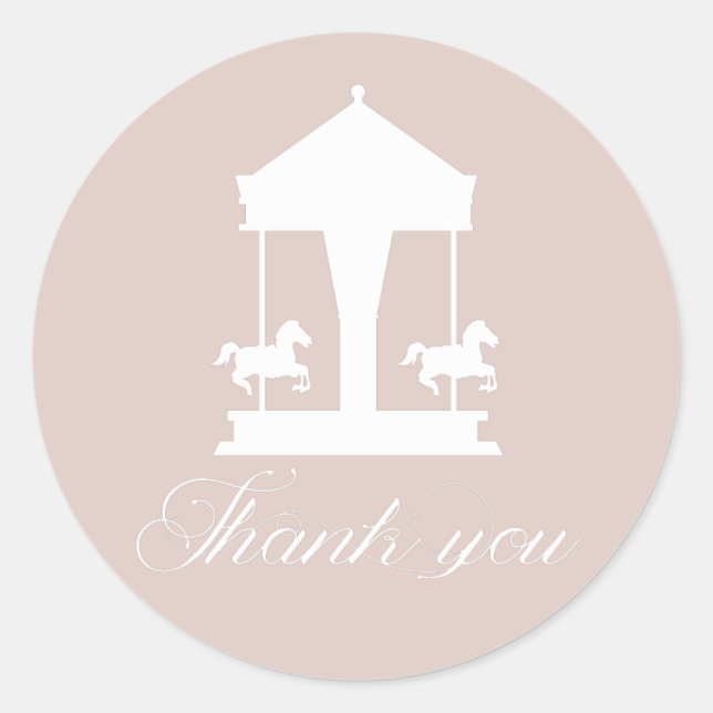 Carousel Floral Soft Pink Thank you Classic Round Sticker (Front)