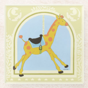 Carousel Giraffe by June Erica Vess Glass Coaster