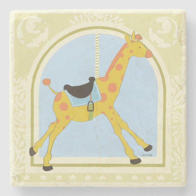 Carousel Giraffe by June Erica Vess Stone Coaster (Front)