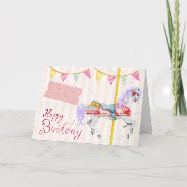 Carousel Happy Birthday Card (Front)