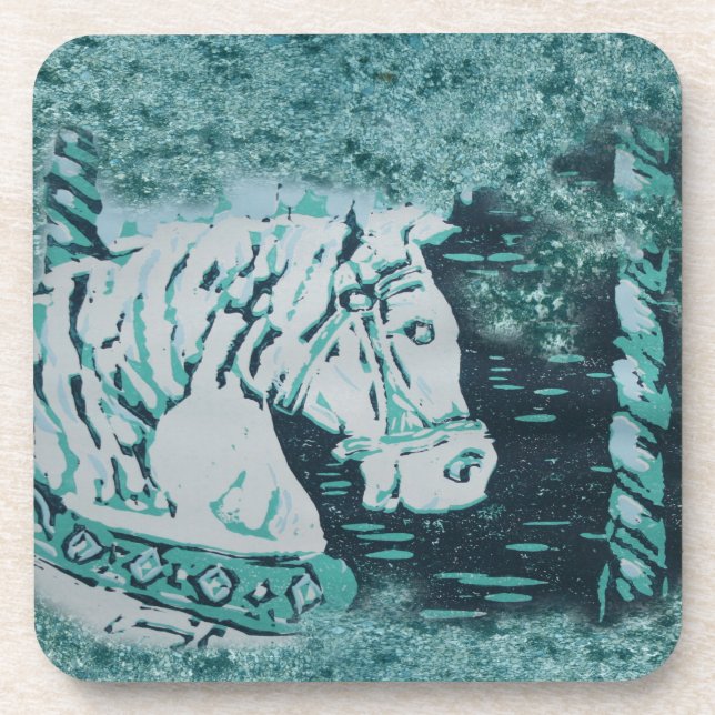 Carousel Horse Aquamarine Coaster (Front)