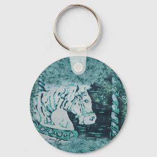 Carousel Horse Aquamarine Key Ring