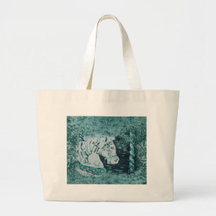 Carousel Horse Aquamarine Large Tote Bag