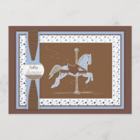Carousel Horse Baby Boy Shower Inviation