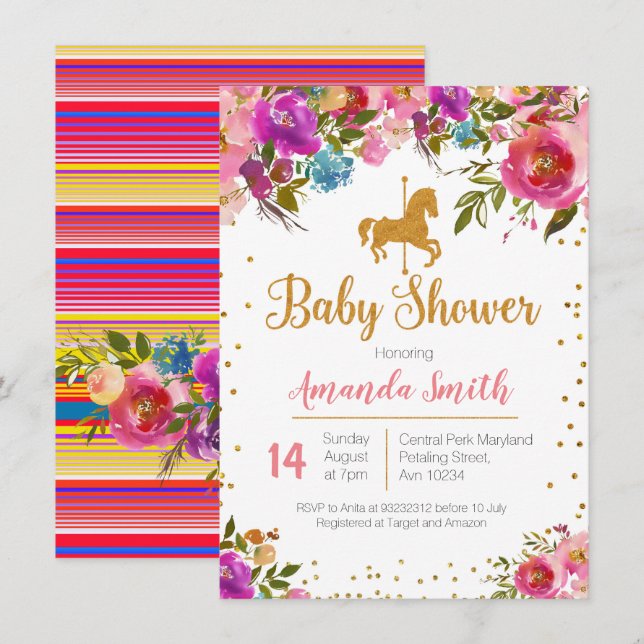 Carousel Horse Baby Shower invitation (Front/Back)