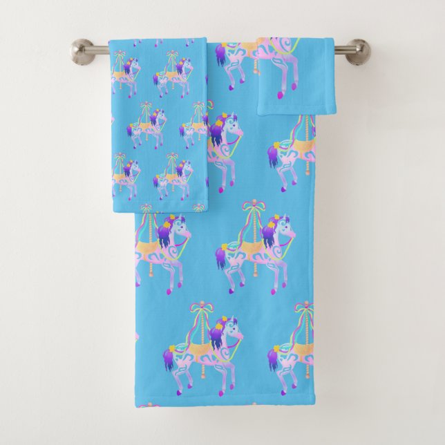 Carousel Horse Bath Towel Set (Insitu)