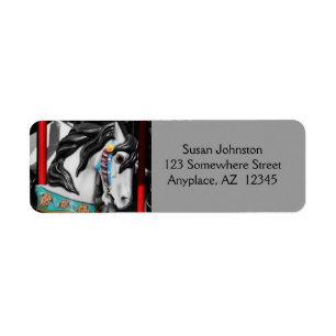 Carousel Horse Black And White Address Label