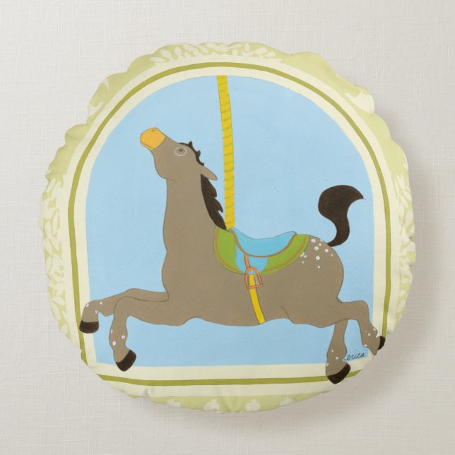 Carousel Horse by June Erica Vess Round Cushion (Front)