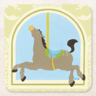 Carousel Horse by June Erica Vess Square Paper Coaster