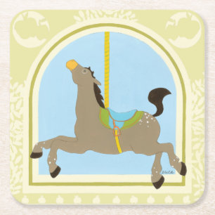 Carousel Horse by June Erica Vess Square Paper Coaster