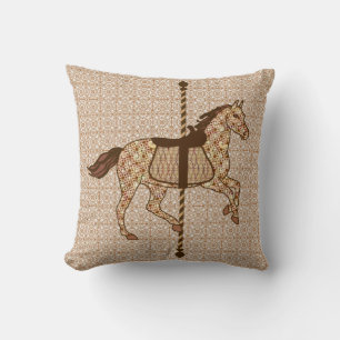 Carousel Horse - Chocolate Brown and Tan Cushion