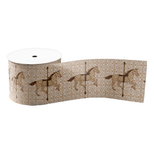 Carousel Horse - Chocolate Brown and Tan Grosgrain Ribbon