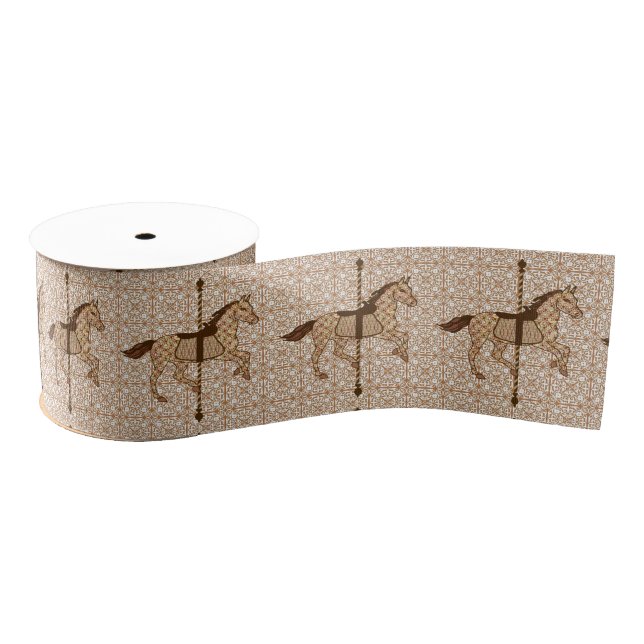 Carousel Horse - Chocolate Brown and Tan Grosgrain Ribbon (Spool)